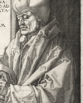 Desiderius Erasmus: Engraving by Albrecht Dürer, 1526, from his drawing of Erasmus made from life in 1520