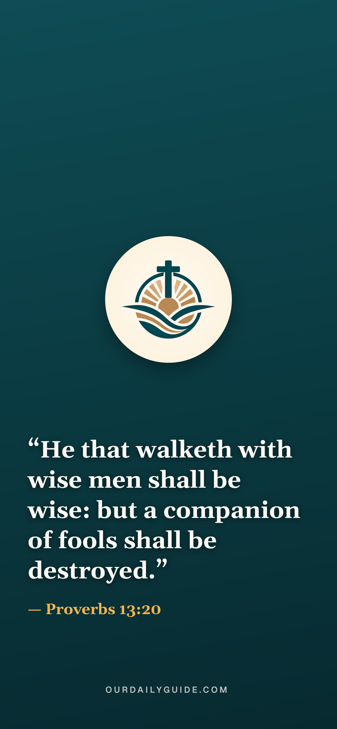The verse as a phone wallpaper — logo on teal