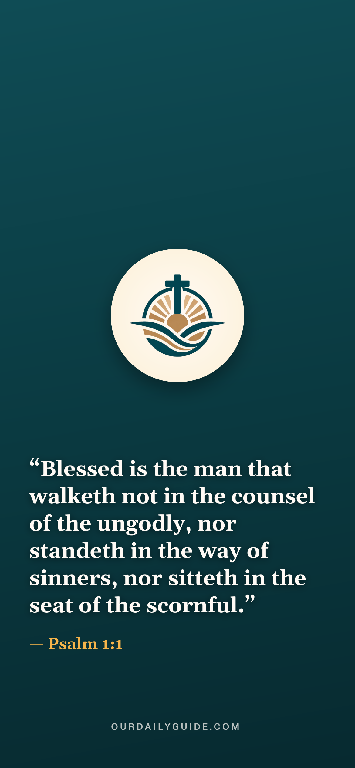 The verse as a phone wallpaper — logo on teal