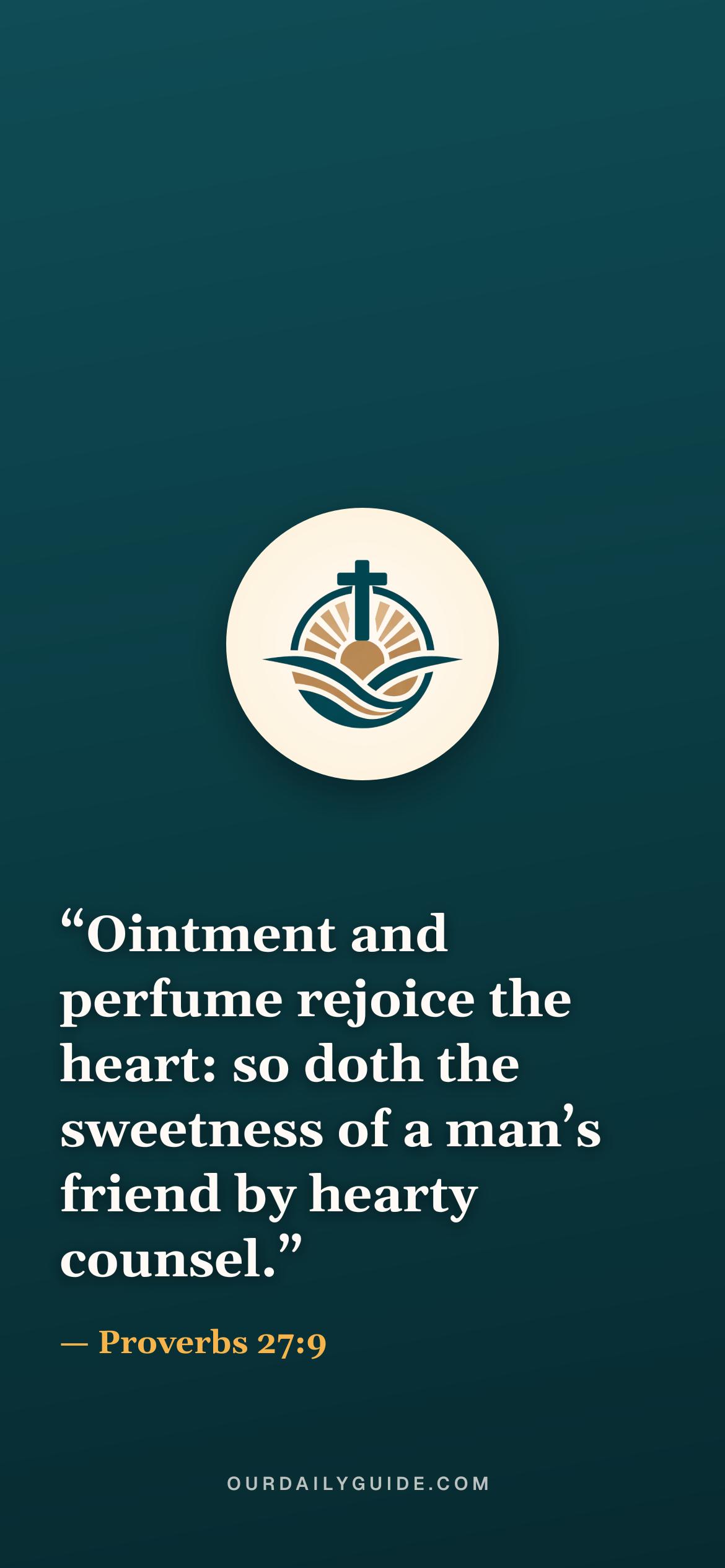 The verse as a phone wallpaper — logo on teal