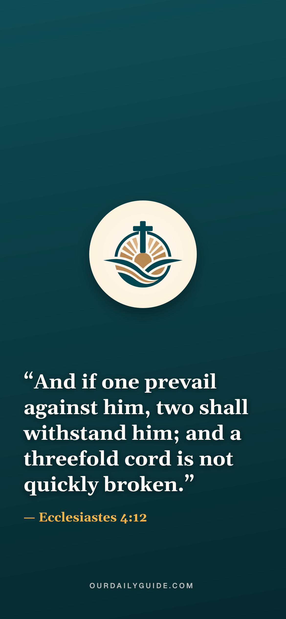 The verse as a phone wallpaper — logo on teal