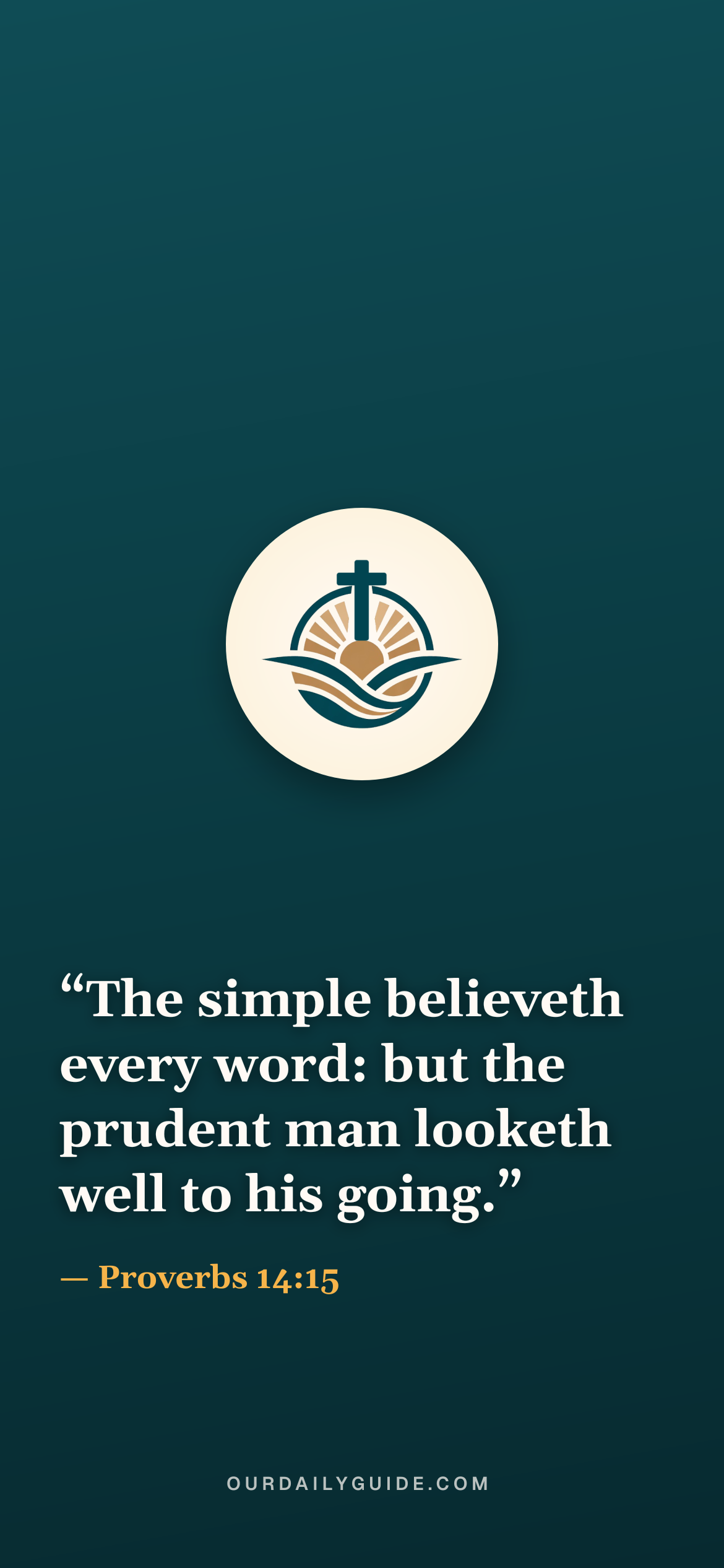 The verse as a phone wallpaper — logo on teal