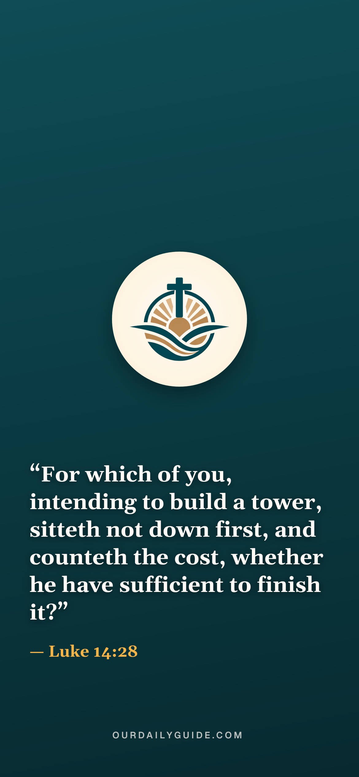 The verse as a phone wallpaper — logo on teal