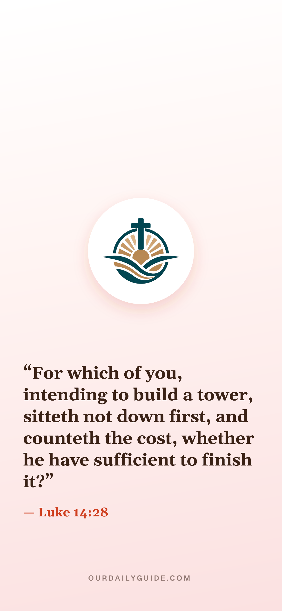 The verse as a phone wallpaper — logo on pink
