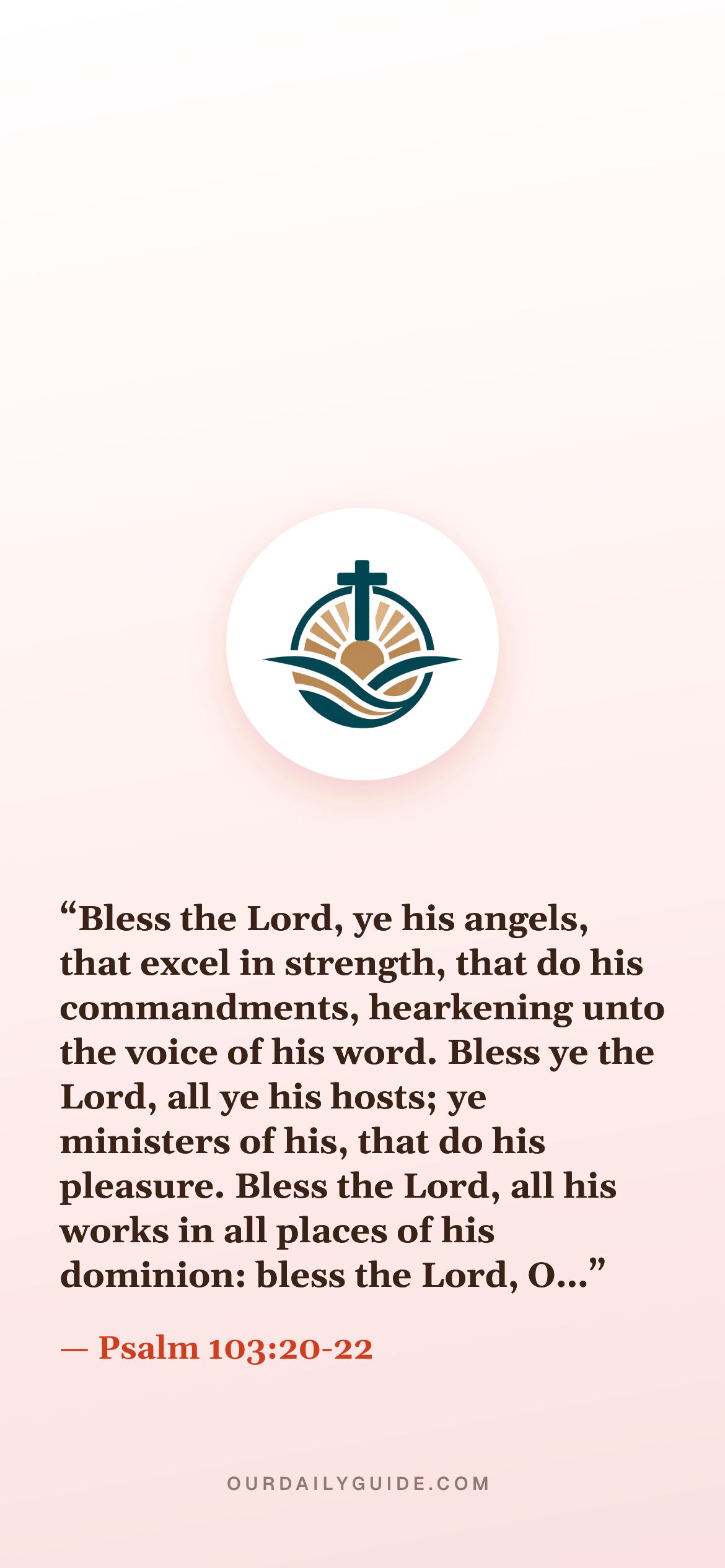 The verse as a phone wallpaper — logo on pink