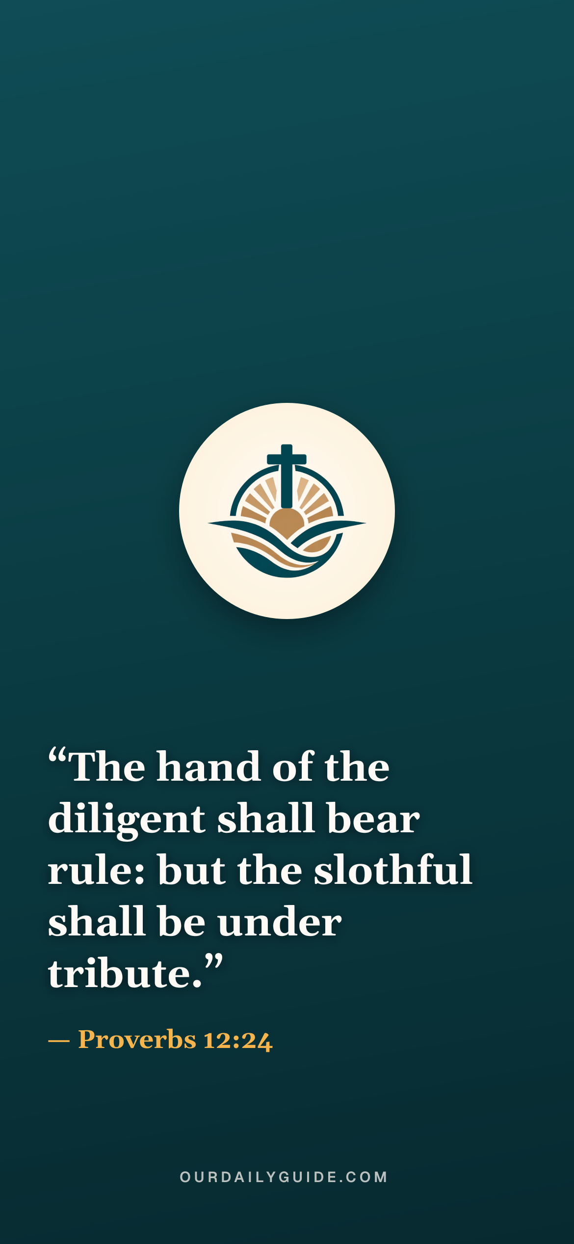 The verse as a phone wallpaper — logo on teal