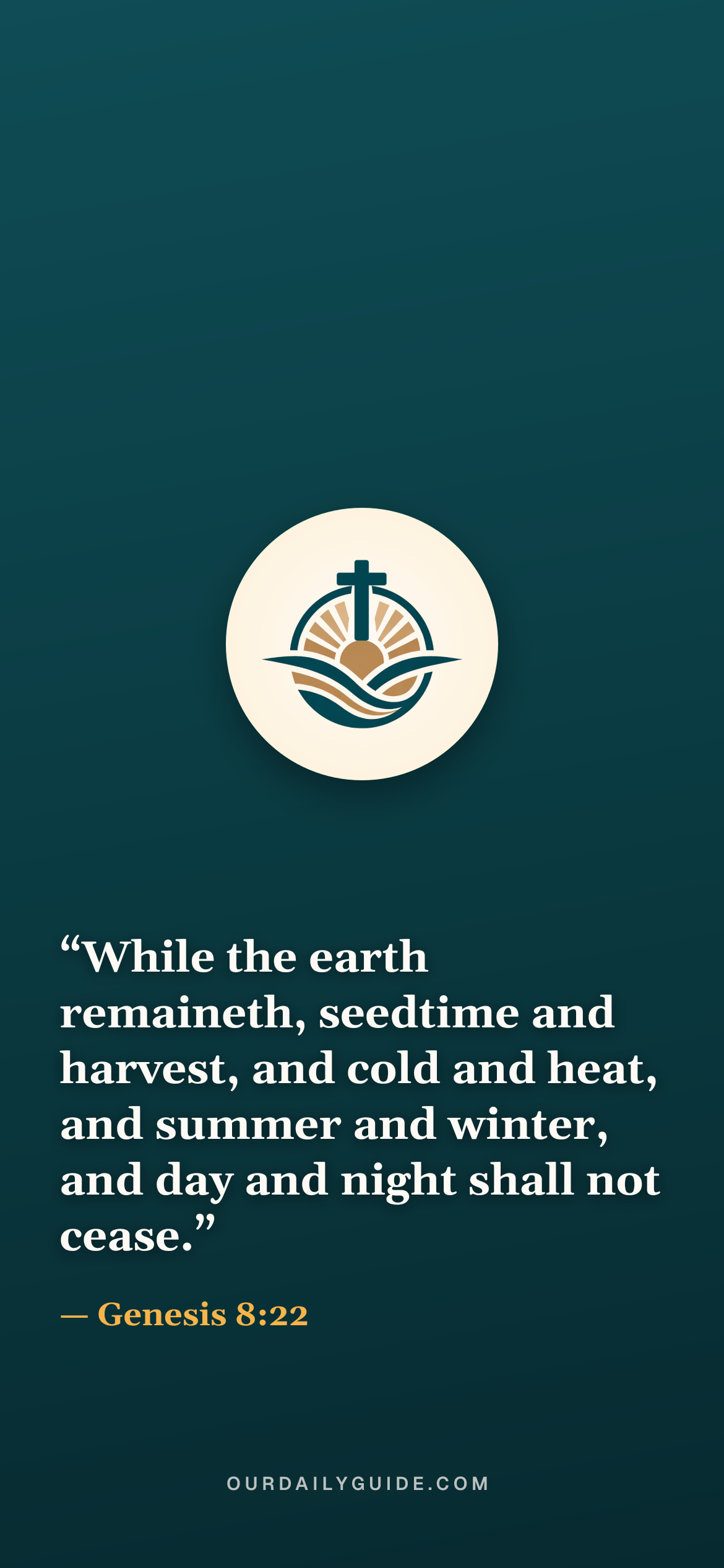 The verse as a phone wallpaper — logo on teal