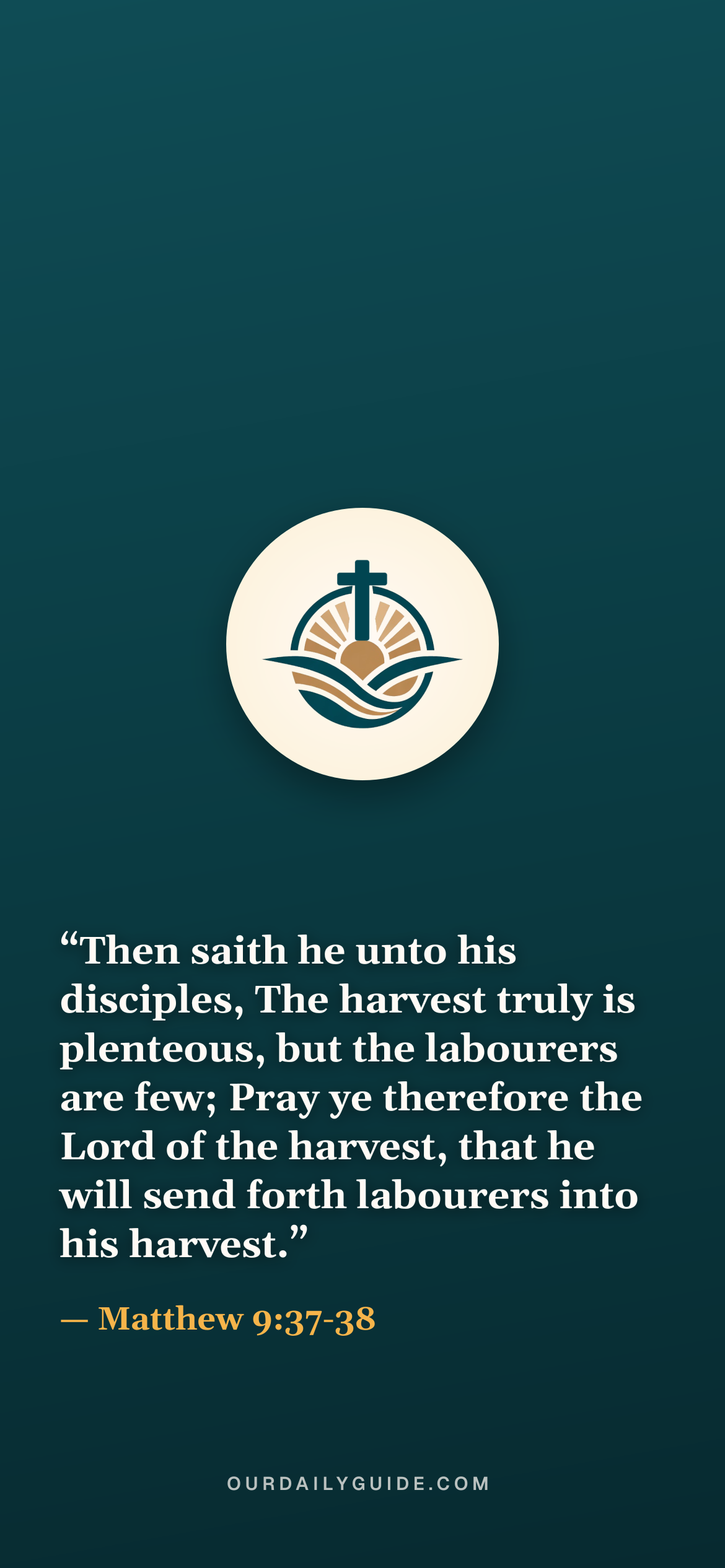 The verse as a phone wallpaper — logo on teal