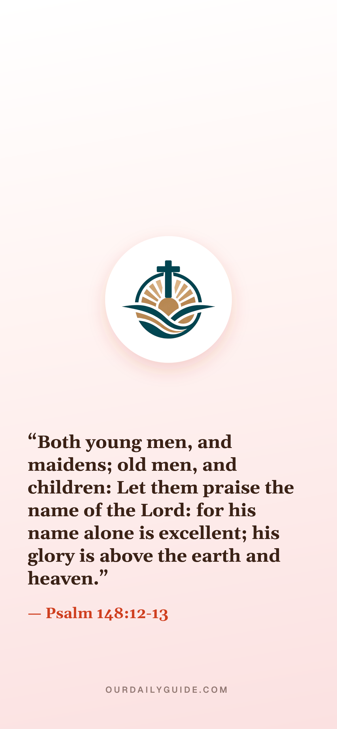 The verse as a phone wallpaper — logo on pink