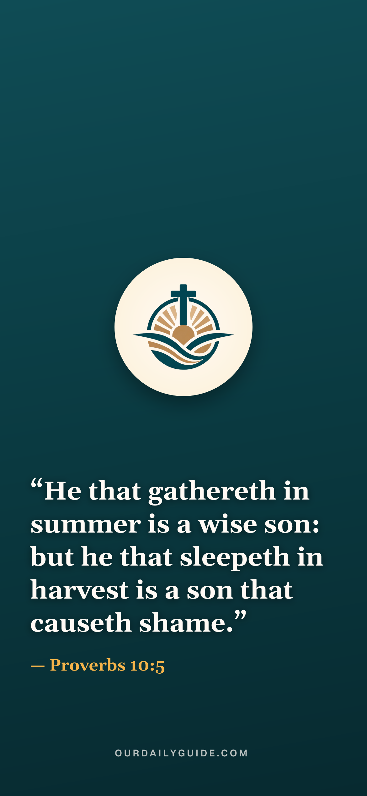 The verse as a phone wallpaper — logo on teal