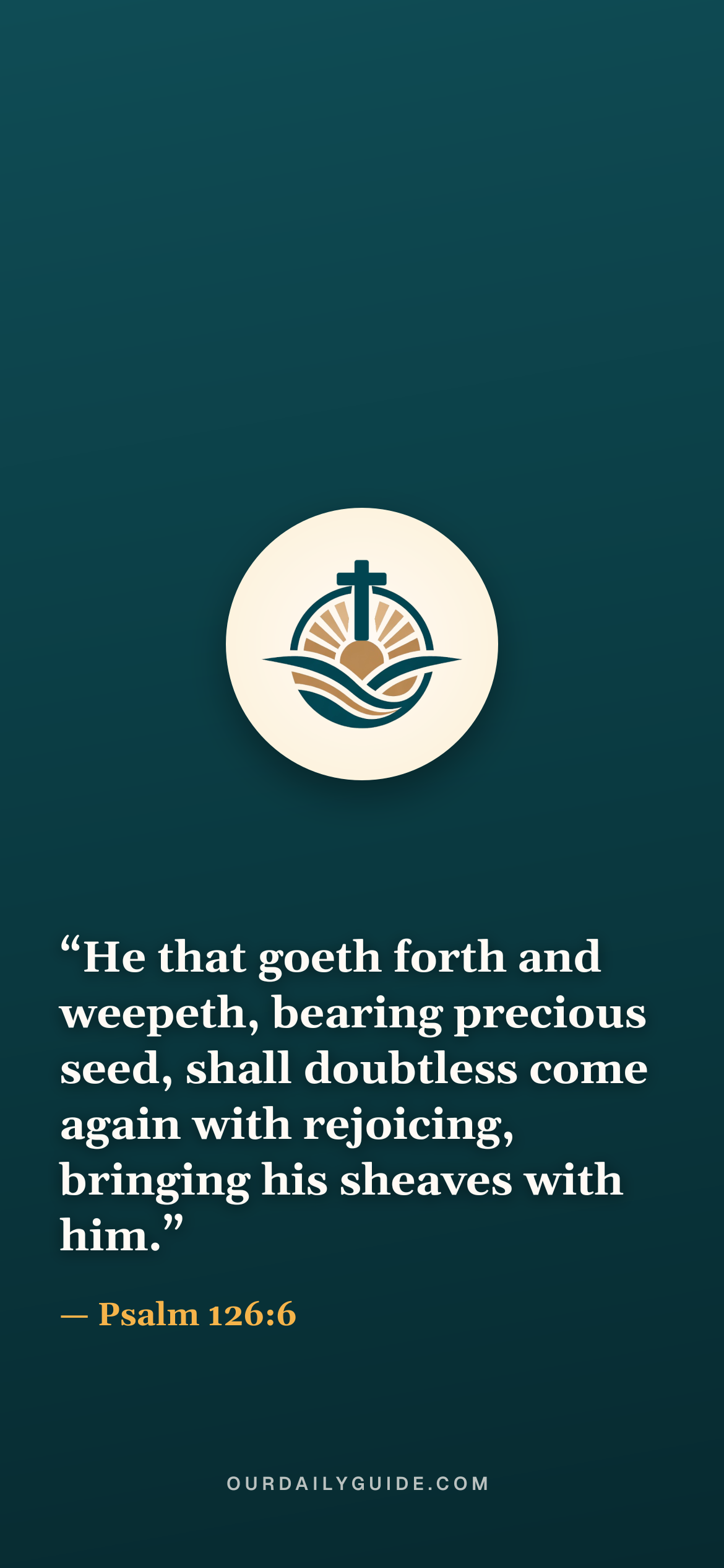 The verse as a phone wallpaper — logo on teal