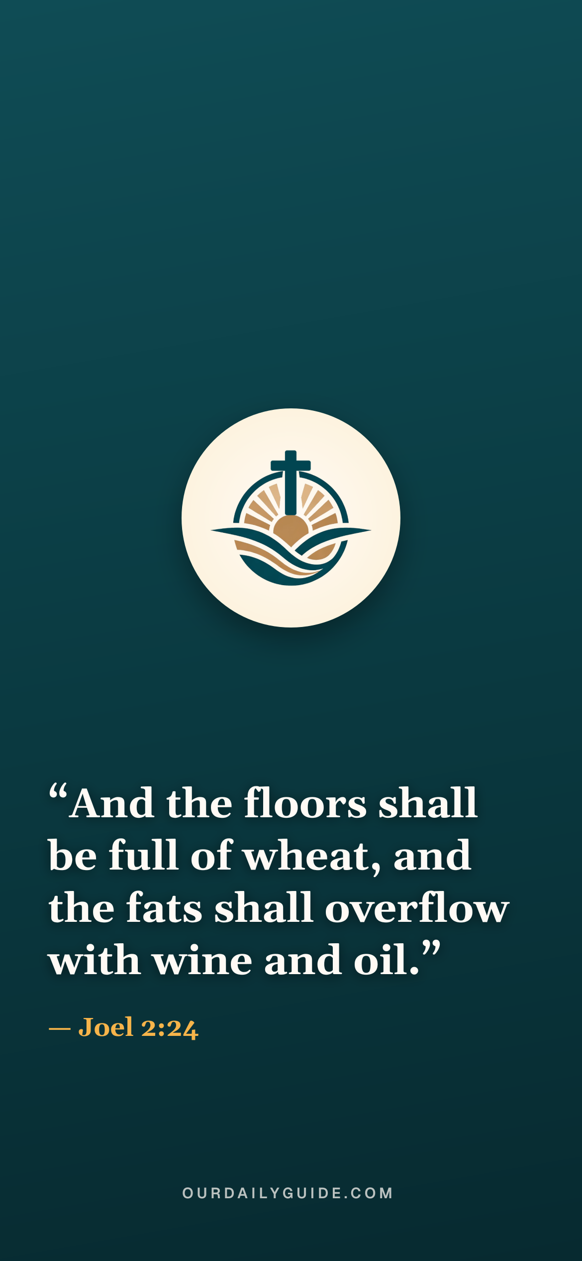 The verse as a phone wallpaper — logo on teal