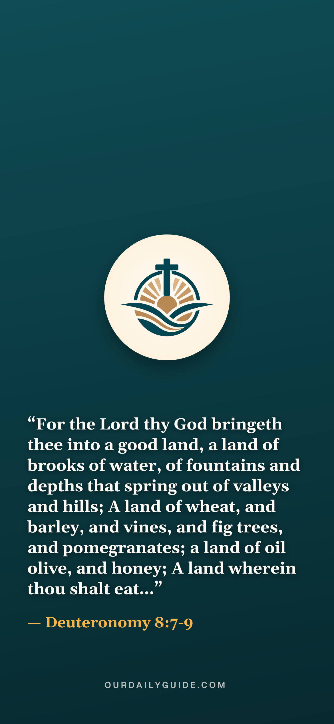 The verse as a phone wallpaper — logo on teal