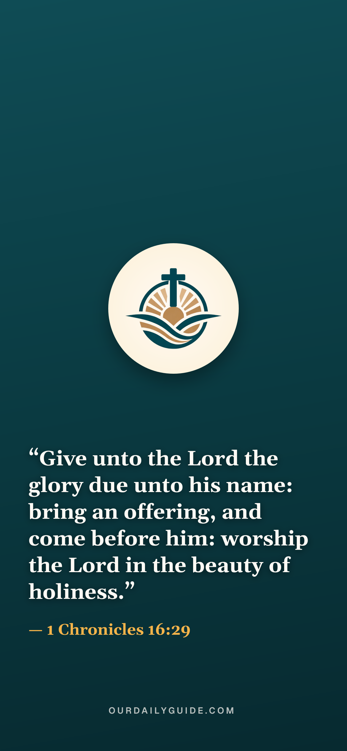 The verse as a phone wallpaper — logo on teal