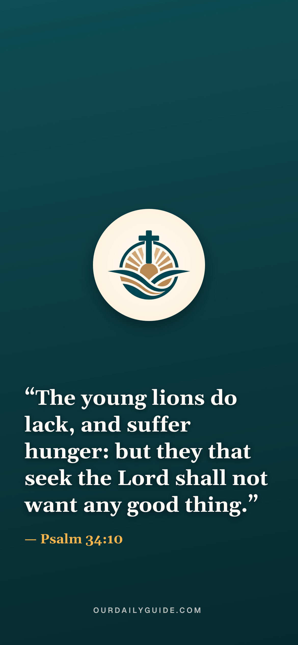 The verse as a phone wallpaper — logo on teal