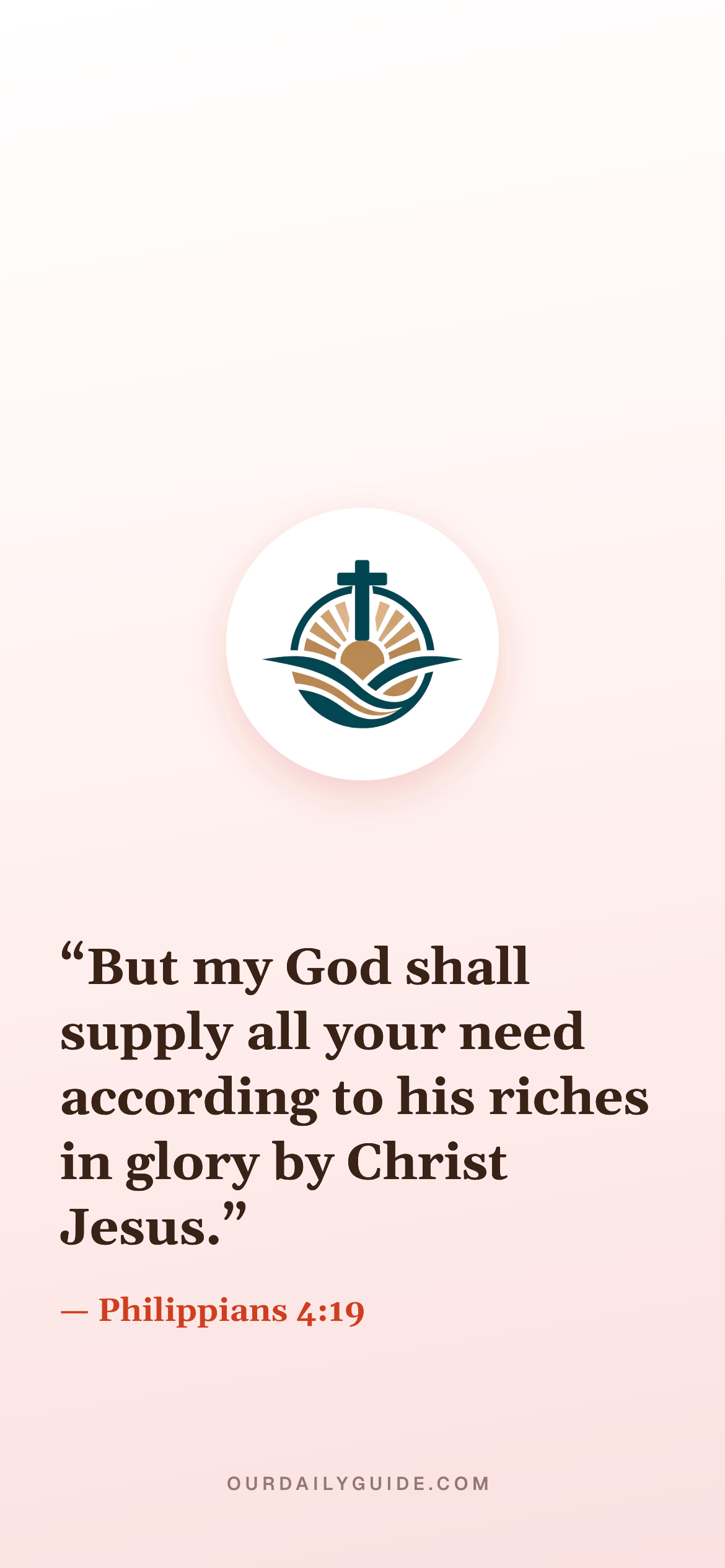 The verse as a phone wallpaper — logo on pink