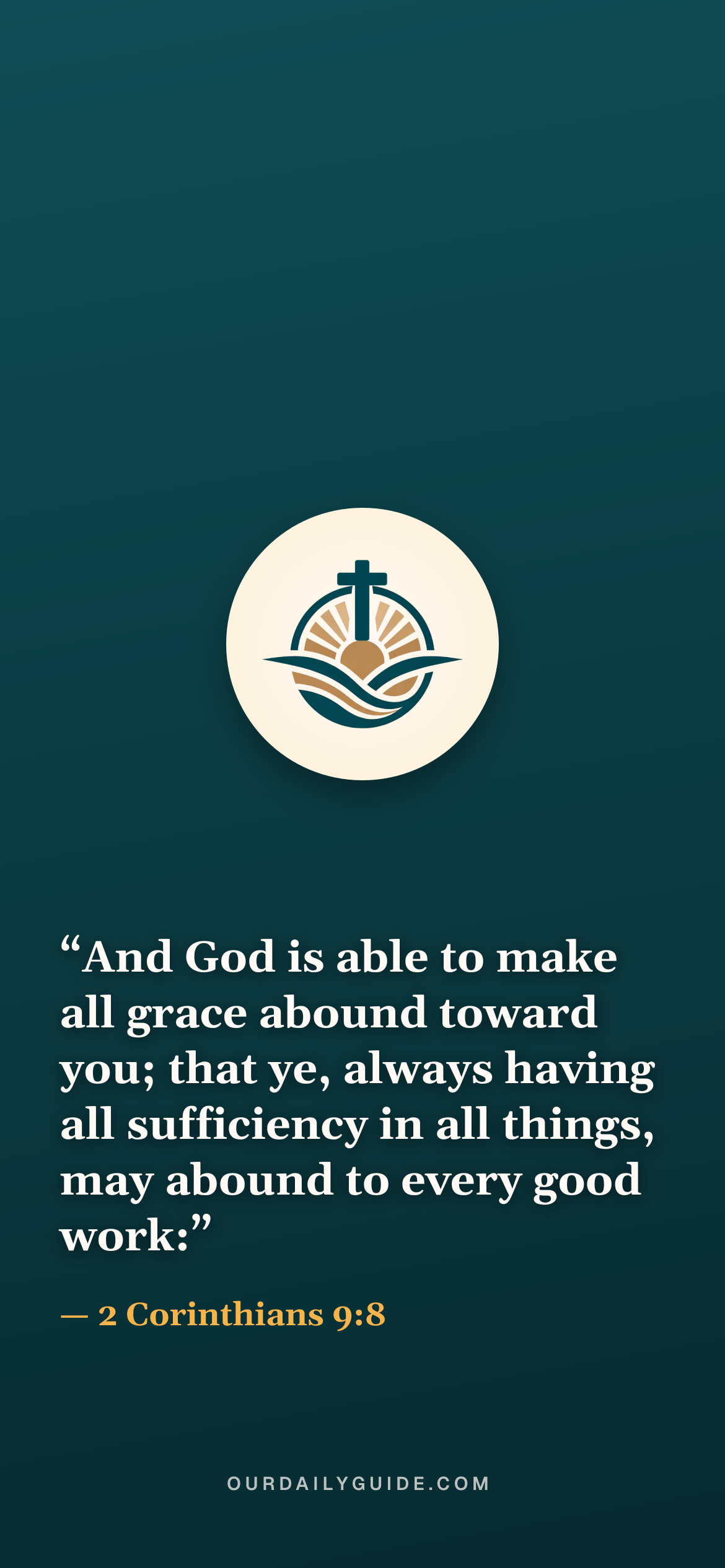 The verse as a phone wallpaper — logo on teal