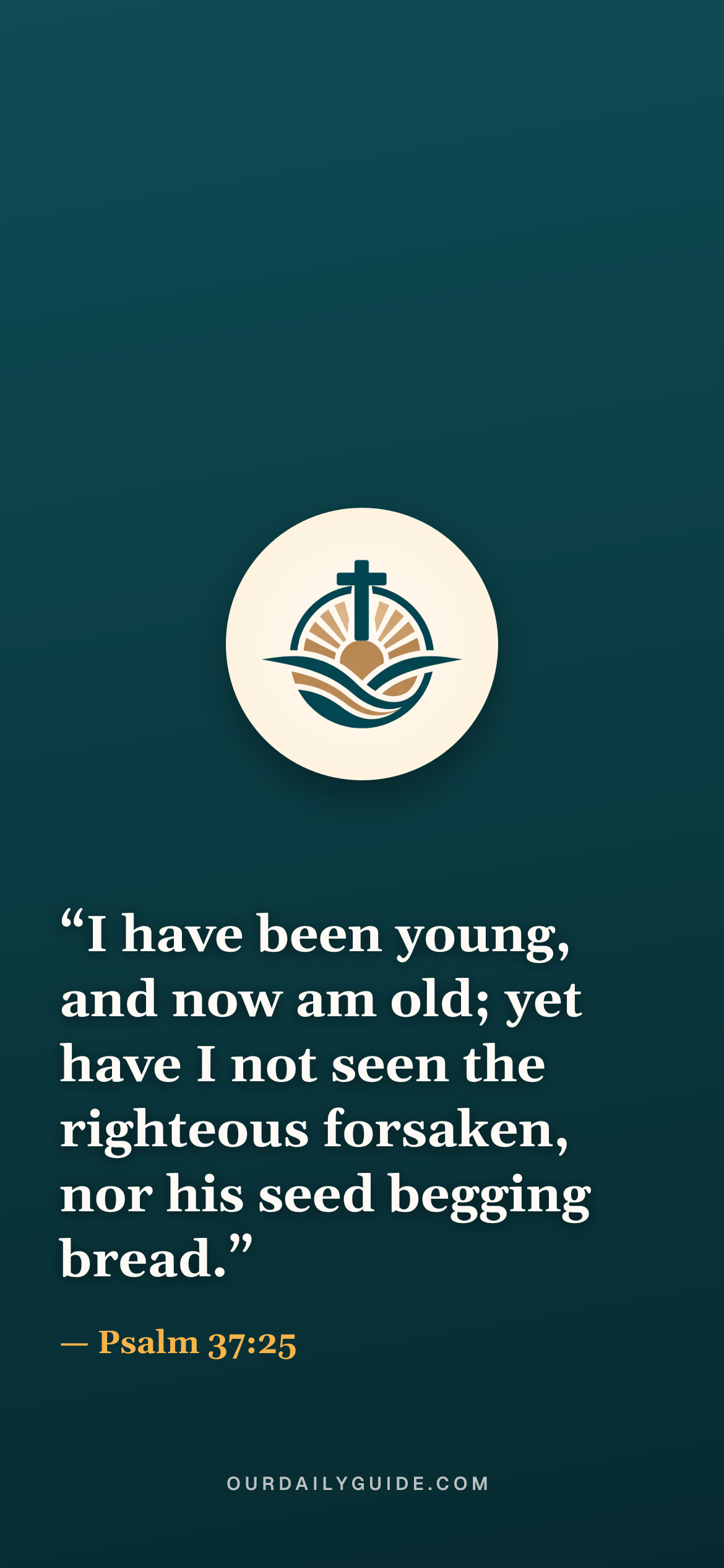 The verse as a phone wallpaper — logo on teal