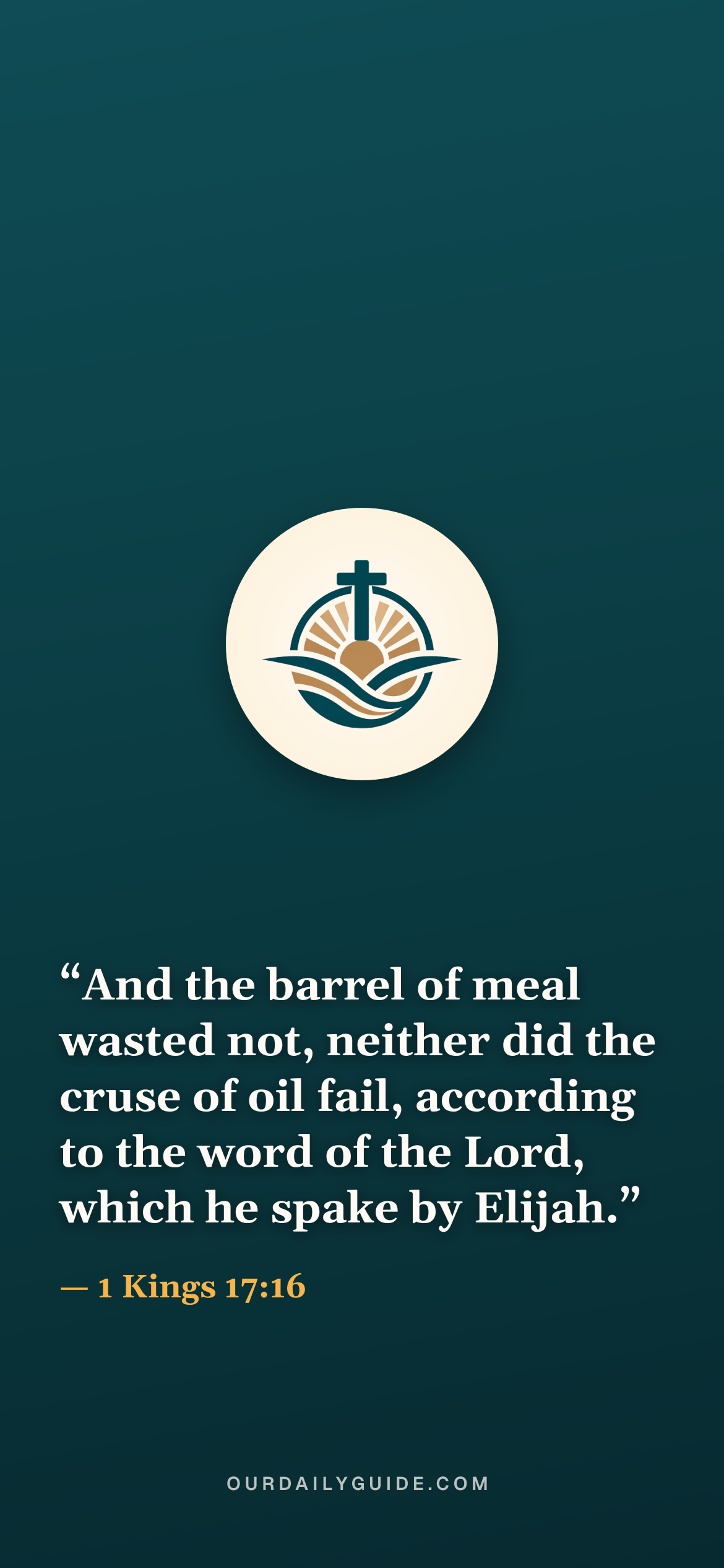 The verse as a phone wallpaper — logo on teal