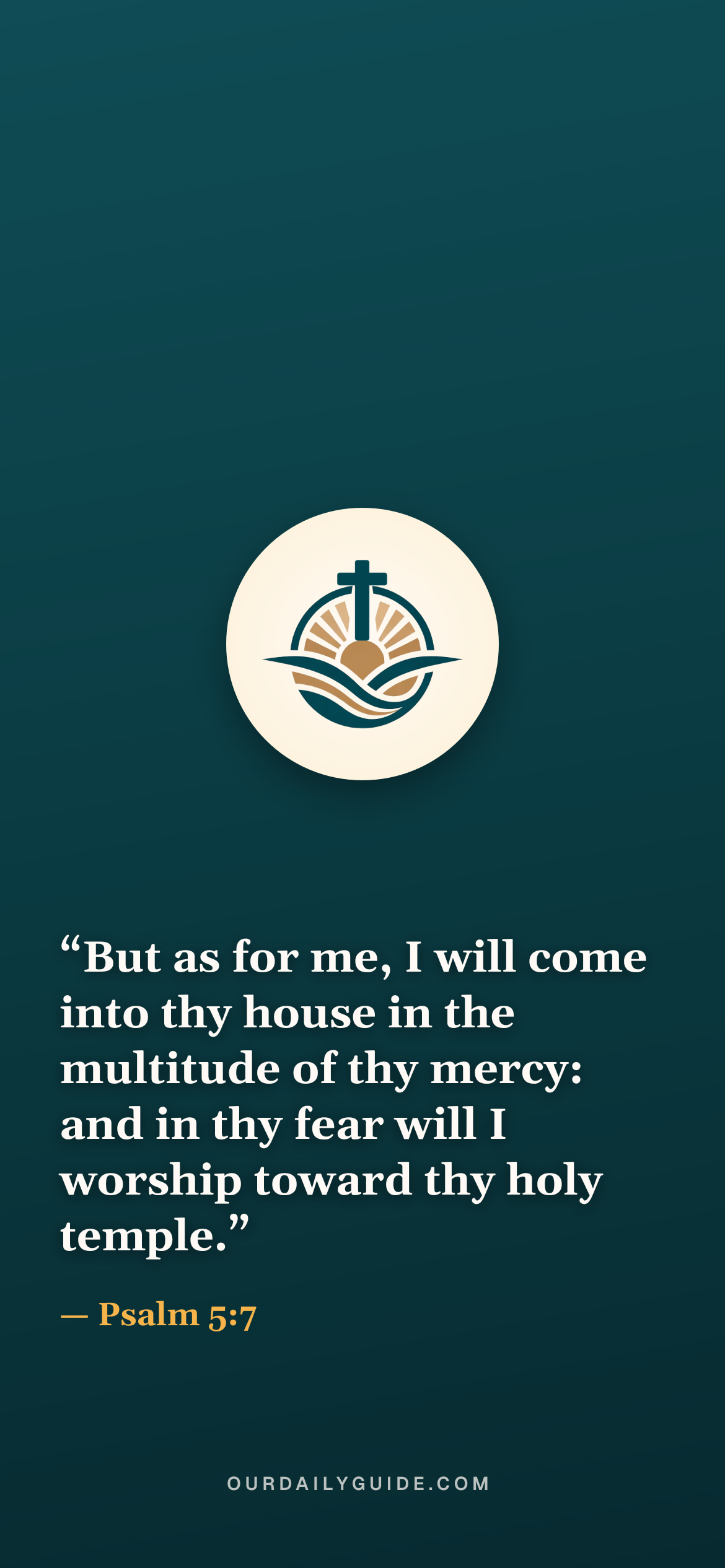 The verse as a phone wallpaper — logo on teal