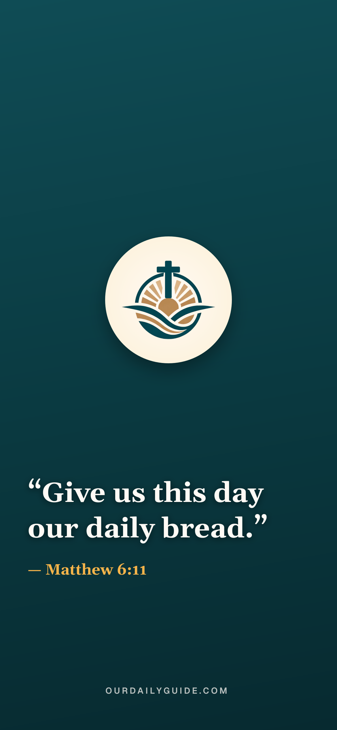 The verse as a phone wallpaper — logo on teal
