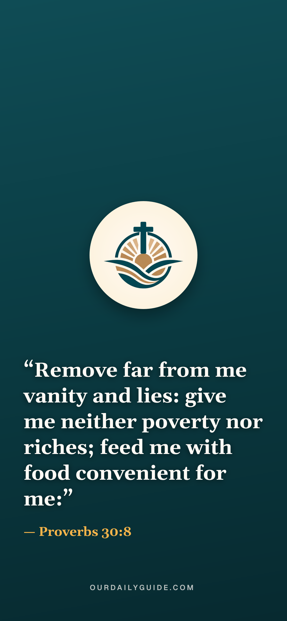 The verse as a phone wallpaper — logo on teal